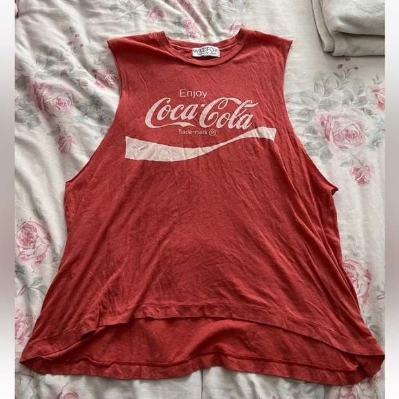 WILDFOX Coca-Cola Printed Oversized Red Tank Top Women’s Size Medium/large EUC - Picture 6 of 7
